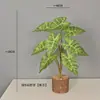 Planta Verde Artificial 9 Cabezas Malanga Silvestre Lirio de Calas Decoración del Hogar Accesorio de Fotografía Modelo de Hoja Octagonal Decoración de Habitación Syngonium