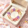 Pulsera de Amatista Natural Imitación para Mujer, Pulsera de Cuentas de Lujo Ligero y de Gama Alta, Joyería de Cristal con Diseño de Nicho