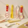 Colher Cerâmica Fofa de Cabo Longo, Colher de Sobremesa e Aveia Criativa e Esteticamente Agradável, Colher de Alimentação Doméstica para Bebês, Colher de Sopa