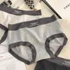 Pantaletas de Mujer Gris de Algodón Puro, Transpirables, Amigables con la Piel, de Seda, Antibacterianas, con Entrepierna Extendida, de Cintura Media, que se Ajustan a la Cadera