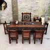 Mesa de Té de Madera Maciza, Tetera, Mesa de Té de Oficina Estilo Chino Nuevo Madera de Barco Viejo, Sala de Estar, Combinación de Mesa de Té y Sillas para el Hogar