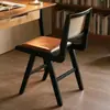 Cadeira de Jantar Mid-Retro em Madeira Maciça Cor Nogueira Encosto de Rattan Quarto Casa Bolsa Macia Mesa Chandigarh Banco de Maquiagem