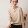 26 Otoño Invierno Nuevo Suéter de Punto Grueso Versátil 100% Cachemira con Cuello Alto para Mujer Diseño Sencillo de Color Sólido con Múltiples Botones