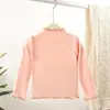 Roupas de primavera e outono para meninas: Camiseta color block estilosa e moderna estilo coreano com acabamento franzido para bebês e crianças