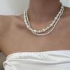Collar de perlas multicapa simple elegante perlas para mujer cadena de clavícula de alta gama accesorios de collar nicho de lujo ligero Nuevo
