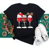 Nueva Camiseta Feliz Navidad Moda Camiseta de Mujer Vino Tinto a