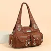 Suministro Exclusivo Transfronterizo de Moda Femenina Retro Lavado Vintage Chica Atrevida Bolso Tote Motociclista 2026 Bolso de Hombro de Gran Capacidad