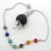 Joyería transfronteriza gema natural Cristal péndulo espiritual en forma de giroscopio cuentas de 18 mm 7 colores piedra energética colgante de péndulo