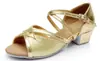 Sapatos de Dança Latina Infantil, Sapatos de Dança de Cetim de Salto Baixo, Sapatos de Dança Confortáveis de Sola Macia para Meninas, Cha-Cha, Rumba, Samba, Sapatos Brilhantes