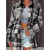 2026 Novo Estilo Camisa Xadrez Feminina Manga Longa Solta Casual Jaqueta Primavera e Outono Versátil Moda Camisa