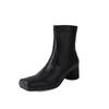 Salto Grosso de 5cm, Super Fácil de Calçar, Botas Curtas Elegantes de Bico Quadrado Personalizadas, Novas Botas da Moda de Salto Alto Slim Outono 2025