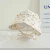 Chapéu de Bebê Chenjing Outono e Inverno Novo Chapéu de Tricô de Camada Dupla Quente Aba Larga à Prova de Vento Pequena Estampa Floral Chapéu de Princesa para Menina de Bebê