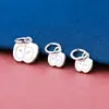 Plata de Ley S925 Sólida Colgante de Manzana Nochebuena Accesorios para Pulsera de Navidad Cuerda de Hilo para Cuentas DIY Accesorios Lindos