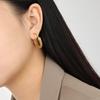 Aretes de Círculo Nicho de Moda Nueva Europea y Americana con Empalme de Malla, Femeninos, Acero de Titanio Chapado en Oro, Aretes de Lujo Ligero