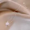 Collar con Colgante de Estrella de Circonita Minimalista Súper Brillante Estilo Coreano, Cadena para Clavícula de Lujo Ligero de Nicho, Joyería Versátil y de Moda para Mujer