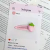 Presilha de Cabelo Morango para Menina Doce Bico de Pato Presilha Lateral para Franja Acessórios de Cabelo Adereços de Cabeça Feminino Estilo Fruta Rosa Vermelha