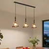 Araña de restaurante de estilo medieval francés, retro americano Maillard madera maciza vidrio floral tres cabezas para bar y comedor