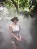 Vestido Curto de Manga Curta com Estampa Retro Azul e Branco para Mulheres, Design de Verão, Saia Marcando a Cintura, Saia Curta Irregular Hot Girl