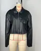 Moda Europea y Americana Transfronteriza Chaqueta Corta de Cuero para Mujer Diseño Otoño e Invierno 2025 Chaqueta Negra Holgada de Nicho Top