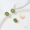 Brincos de Ouro 14K Preenchido Fortes Coloridos que Preservam a Cor com Pedras de Olho de Gato Coloridas Ovais em Formato de Ovo com Argolas Penduradas Acessórios para Brincos DIY Materiais
