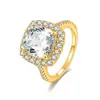 Anillo de Plata de Ley S925 de Lujo Accesible de Gama Alta Transfronterizo Europeo y Americano 10*10mm Moissanita Cuadrada Gruesa de 5 Quilates Moderno y Elegante