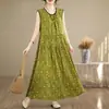 Vestido de verano para mujer de algodón y seda, estilo nuevo, elegante y con estilo, adecuado para madres, moderno y rejuvenecedor, hecho de algodón artificial, vestido tipo tank sin mangas