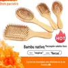 Pente de Madeira de Bambu Pente com Almofada de Ar Cuidado com o Cabelo Pente Pequeno Antiestático Mini Pente com Bolsa de Ar Portátil Não Prejudicial Pente Massageador de Cabelo