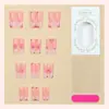 Unhas postiças francesas com pontas 3D esculpidas, cola de gota, branco simples, nude, rosa, com contas douradas, pontas de unha postiças, unhas postiças no atacado