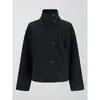 Ropa de Otoño e Invierno Transfronteriza Europea y Americana para Mujer, Chaqueta de Mujer con Cuello Alto, Botones, Corta, Abrigo de Lana Holgado, Moderno y Versátil