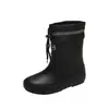 Botas de lluvia al por mayor Botas de lluvia de moda para mujer hasta la pantorrilla con cordón impermeables Botas de lluvia japonesas de terciopelo corto cálidas antideslizantes resistentes al desgaste Zapatos de agua para mujer
