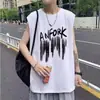 Chaleco de Verano para Hombre Estilo Hong Kong Holgado y Versátil Camiseta sin Mangas Marca Estudiantil Flow Ins Chaleco Guapo Top Deportivo de Fitness