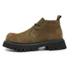 Botas de couro de cano alto masculinas 2024 outono novo retrô sola grossa com pelo interno botas martin couro genuíno botas curtas de cano médio