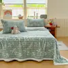 Lençol de cama de veludo de leite, com forro de fleece e espessado, de alto peso, estilo cartoon, com estética feminina, adequado para uso no inverno, lavável à máquina, manta de pelúcia