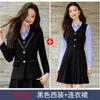 Jaqueta Cinza de Manga Longa com Gola Pequena Vestido Camisa Feminino Estilo Preppy Estudante Universitário Outono e Inverno Conjunto de Três Peças Tendência