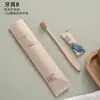 Kit de escova de dentes descartável e pasta de dente de luxo para hotel, conjunto de escovas de dentes com cerdas macias para hotéis e pousadas, produtos de higiene pessoal para banheiro no atacado