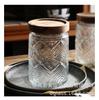 Tarro de dulces con relieve de flor de begonia vintage para el hogar, tapa de bambú, tarro de almacenamiento de bocadillos, tarro de té sellado de vidrio transparente, venta al por mayor