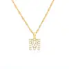 Amazon Transfronterizo Collar de Zirconia de 26 Letras Moda Colgante de Diamante Completo Joyería Creativa Letra Cadena de Clavícula Onda de Agua