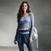 Conjunto de Yoga Elástico de Secado Rápido para Mujer, Crop Top de Manga Larga con Bloques de Color, Pantalones Falsos de Dos Piezas, Cintura Alta Control de Abdomen, Ropa de Pilates y Fitness