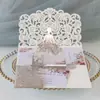 Boda Europea y Americana Hermosa Chica Estéreo Tarjeta de Felicitación Láser Invitación a Fiesta Navideña Tarjeta de Invitación de Encaje para Niña