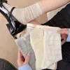 Meias Respiráveis com Renda Vazada para Mulheres, Meias de Cano Médio, Estilo Fino de Verão, Meias Largas Estilo Menina Doce Japonesa Miu com Botões