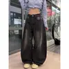 Calças Scimitar de Patchwork Xadrez com Cadarço para Mulheres, Novos Jeans Retos de Cintura Alta Emagrecedores, Calças Americanas de Perna Larga Comprimento Total