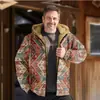 Chaqueta de Algodón de Invierno 2024 para Sitio Independiente Transfronterizo Estampado de Cuadros 3D para Hombre Abrigo de Algodón Grueso Forrado de Felpa Ropa de Hombre Europea y Americana