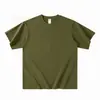 Marrom Café 400g Algodão Pesado Camiseta de Manga Curta Masculina Algodão Puro Verão Cor Sólida Solta Gola Redonda Camiseta Básica Manga Meia