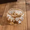 Pulsera Bohemio Nueva Estrella de Mar de Cristal Multicapa Estilo Étnico Retro Pulsera de Cuentas para la Playa Set DIY