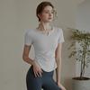 Ropa de Yoga de Manga Corta para Mujer Verano Delgada Camiseta Deportiva Ajustada Adelgazante para Correr Entrenamiento Pilates Ropa de Fitness Top