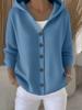 Exportación Transfronteriza Estilo Europeo y Americano Otoño e Invierno Nuevo Cárdigan de Punto con Capucha Suéter de Moda Casual de Color Sólido Chaqueta para Mujer