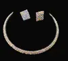 Moda Europeia e Americana Corrente de Garras Conjunto de Noiva com Diamantes Brincos Argola de Diamantes Multicamadas Conjunto de Joias