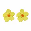 Pendientes de Esmalte Coloridos con Forma de Flor, Estilo Dulce y Fresco para Fiestas, con Diamantes y Perlas, Pendientes de Pétalos de Lujo Ligero y de Alta Gama para Mujer