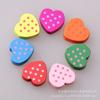 Cuentas de madera con forma de corazón y estampado de dibujos animados de amor, con cara sonriente, accesorios de joyería para niños, de moda coreana
