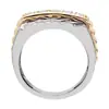 Huajie Explosiones Transfronterizas Anillo Clásico de Dos Colores con Circonita Blanca Personalidad Creativa Unisex Outlet de Fábrica
